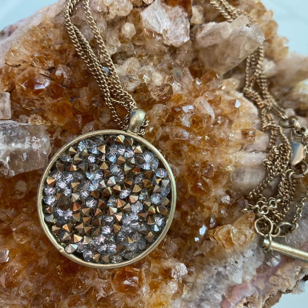 NWT Kenneth Cole Multi-Chain, Sparkly Crystals and Goldtone Adjustable Necklace